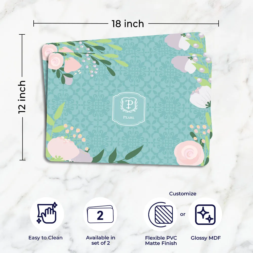 Royal Bloom Tableware Set (4 Placemats & 4 Casters)