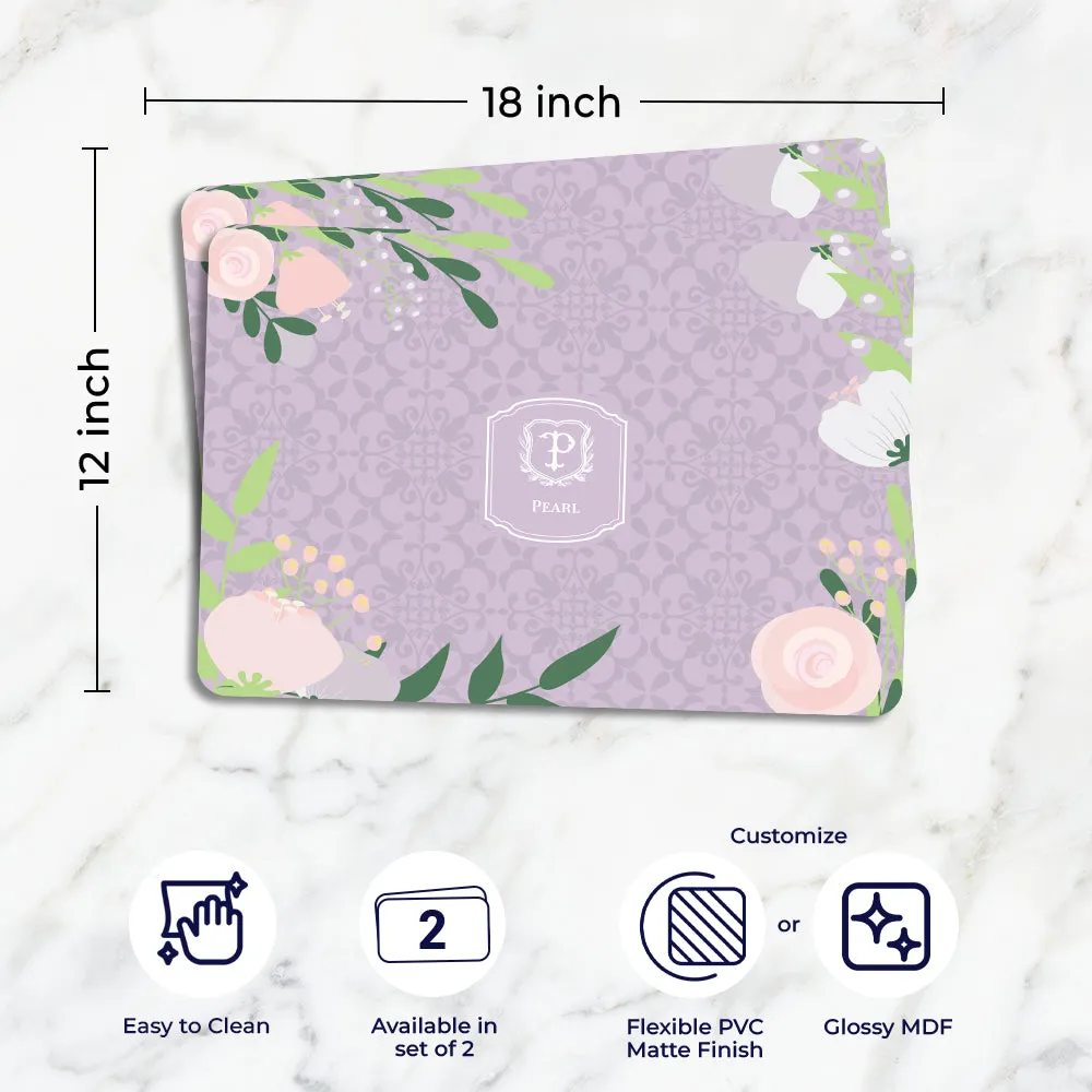 Royal Bloom Tableware Set (4 Placemats & 4 Casters)
