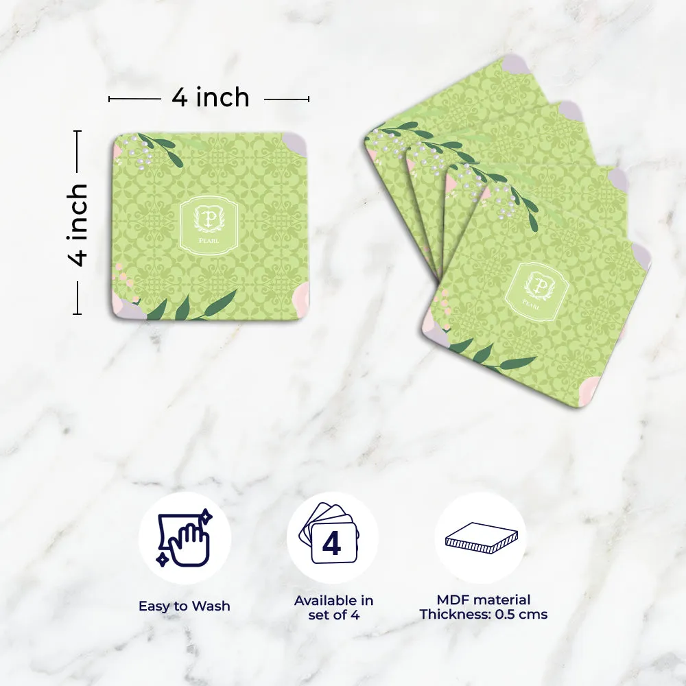 Royal Bloom Tableware Set (4 Placemats & 4 Casters)
