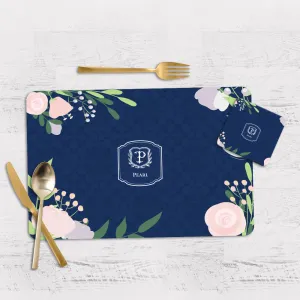 Royal Bloom Tableware Set (4 Placemats & 4 Casters)