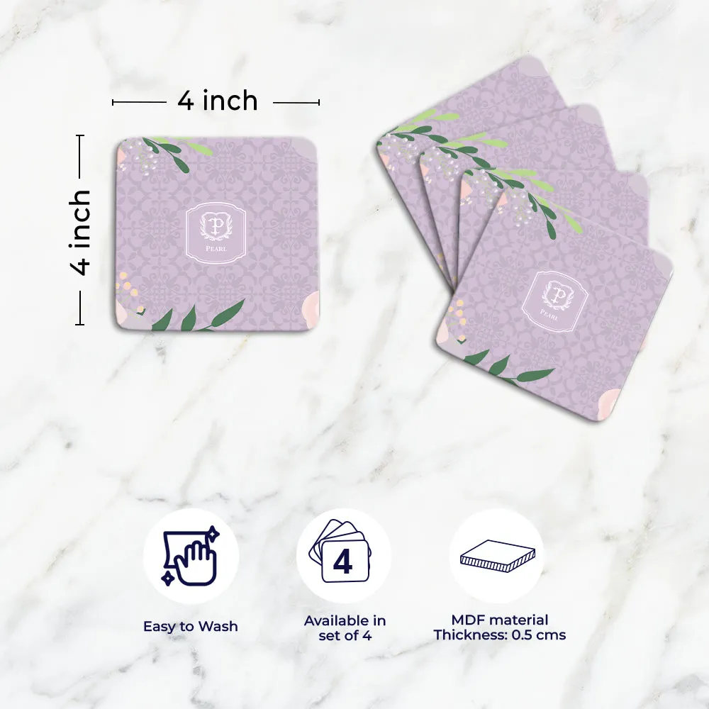 Royal Bloom Tableware Set (4 Placemats & 4 Casters)