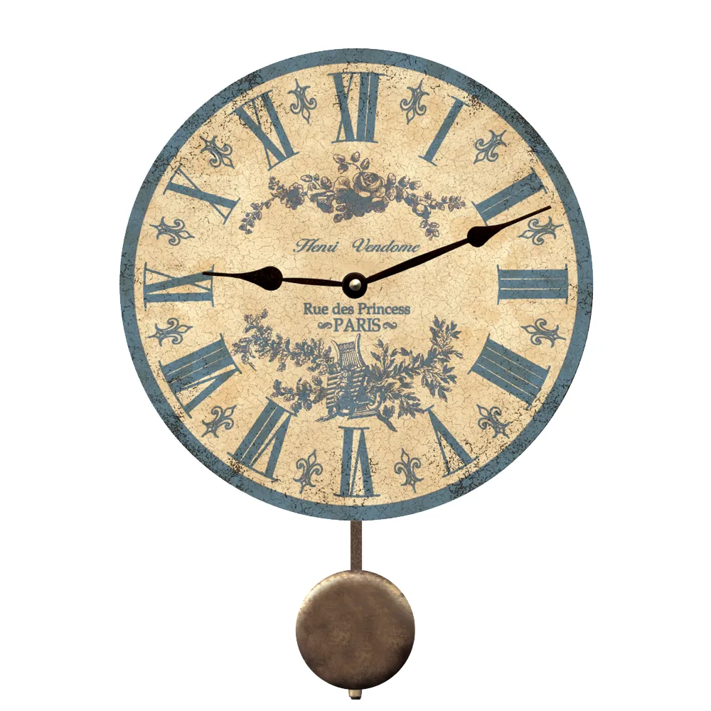 Rustic Light Blue Toile Clock- Blue French Toile Clock