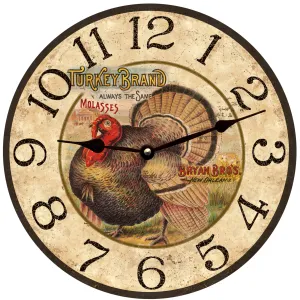 Rustic Turkey Wall Clock - Thanksgiving Clock