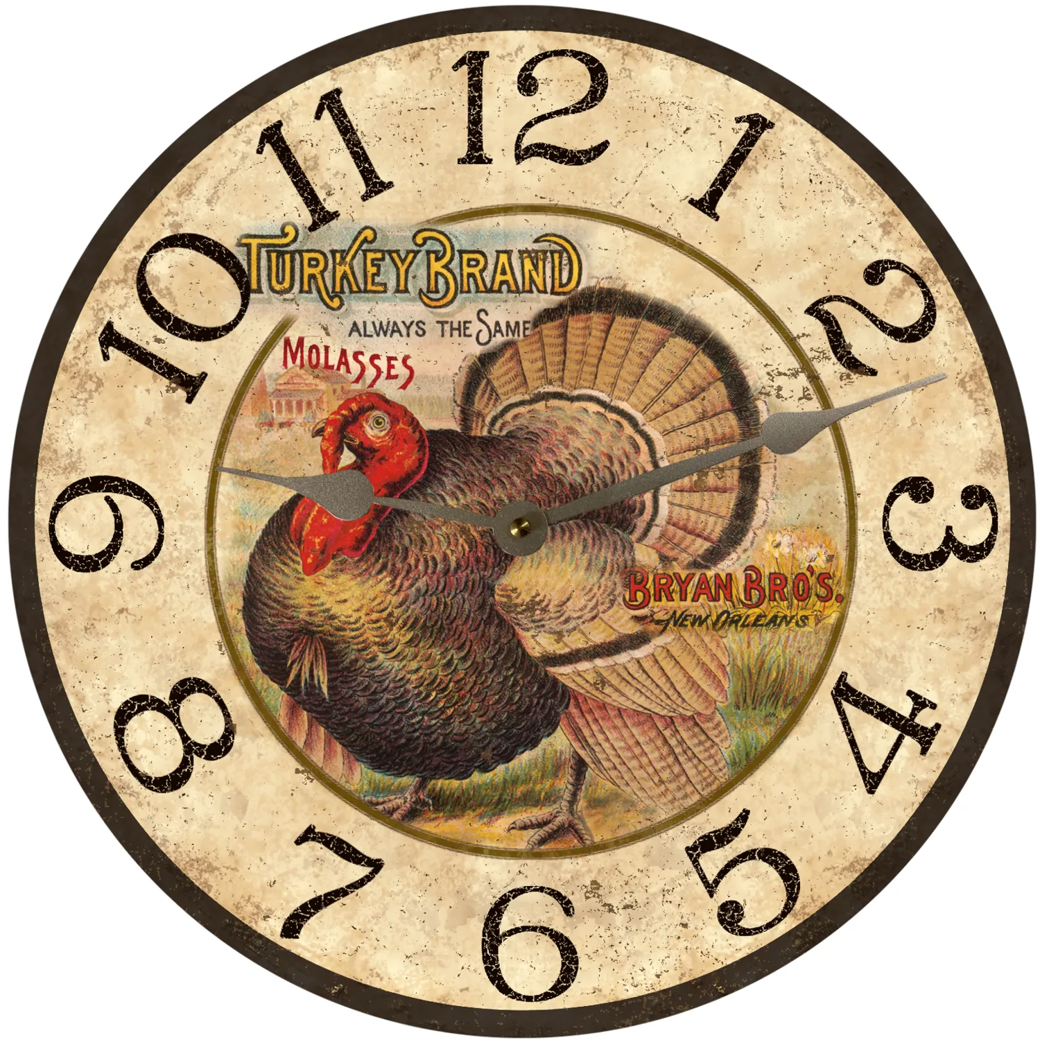 Rustic Turkey Wall Clock - Thanksgiving Clock