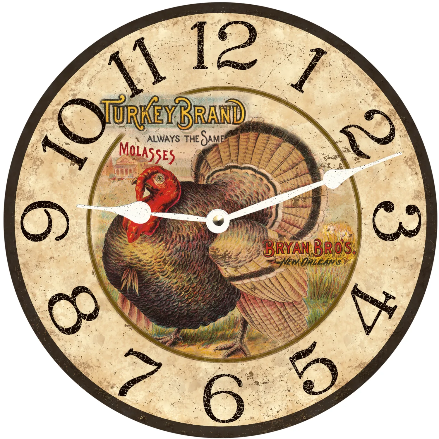 Rustic Turkey Wall Clock - Thanksgiving Clock