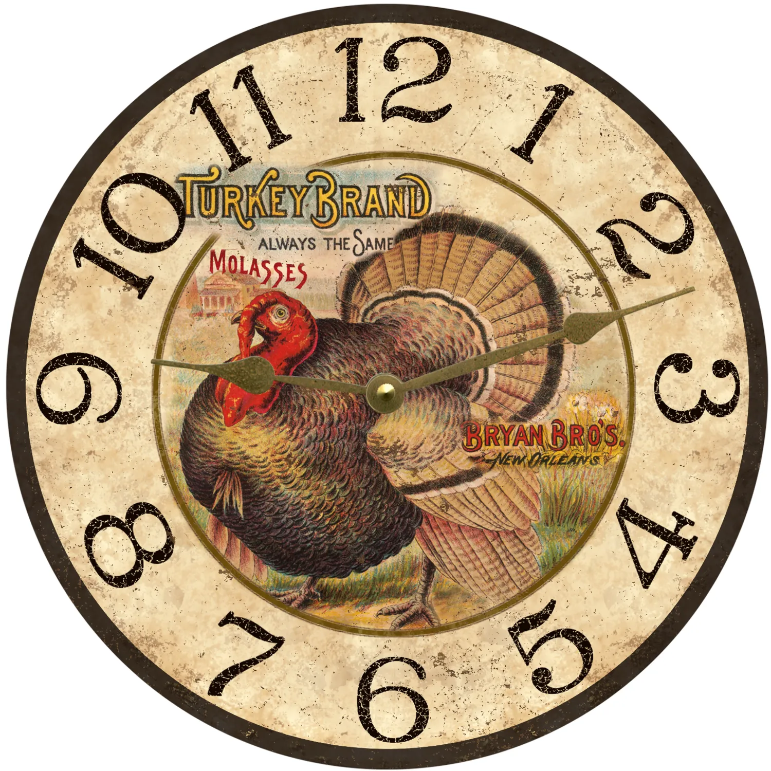 Rustic Turkey Wall Clock - Thanksgiving Clock