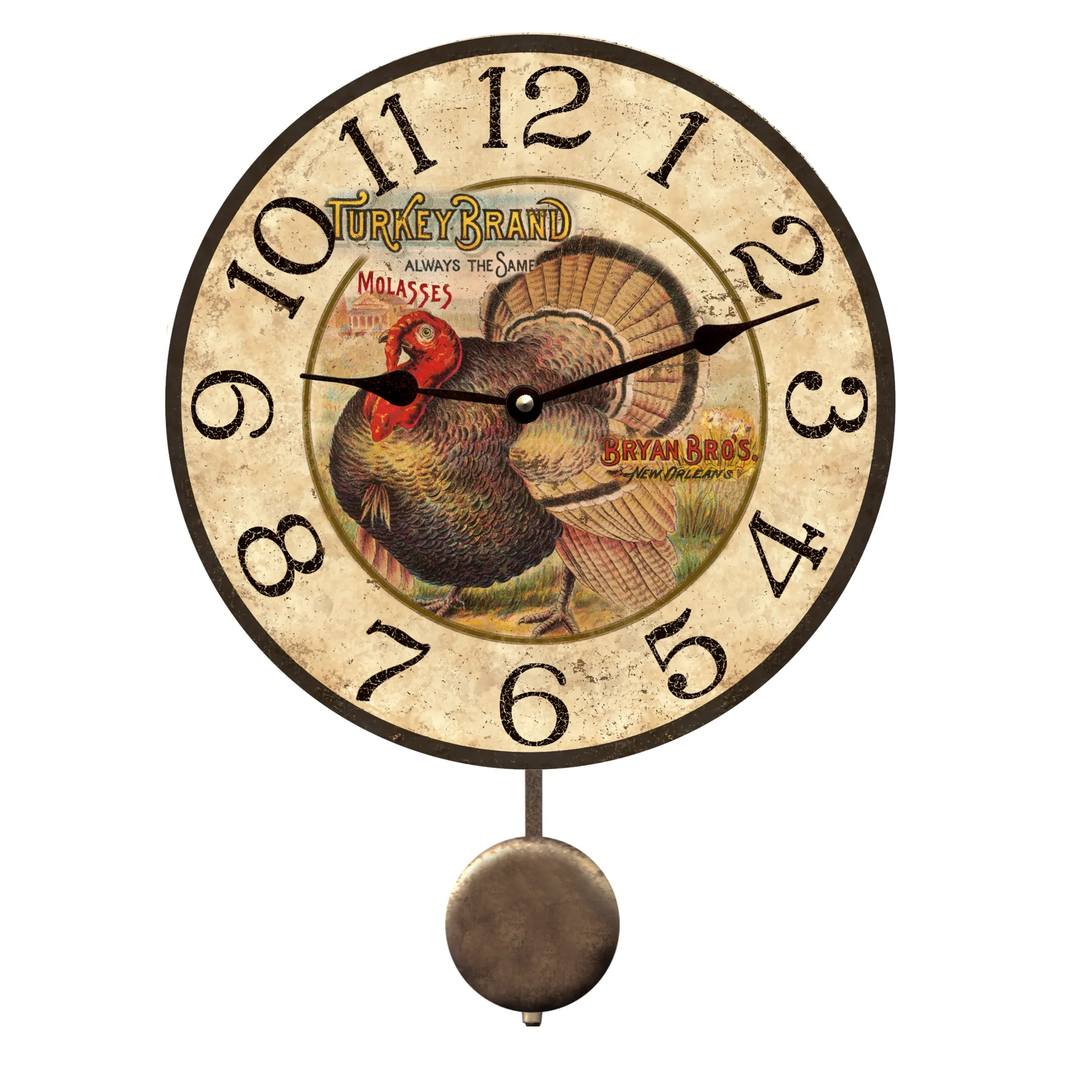 Rustic Turkey Wall Clock - Thanksgiving Clock