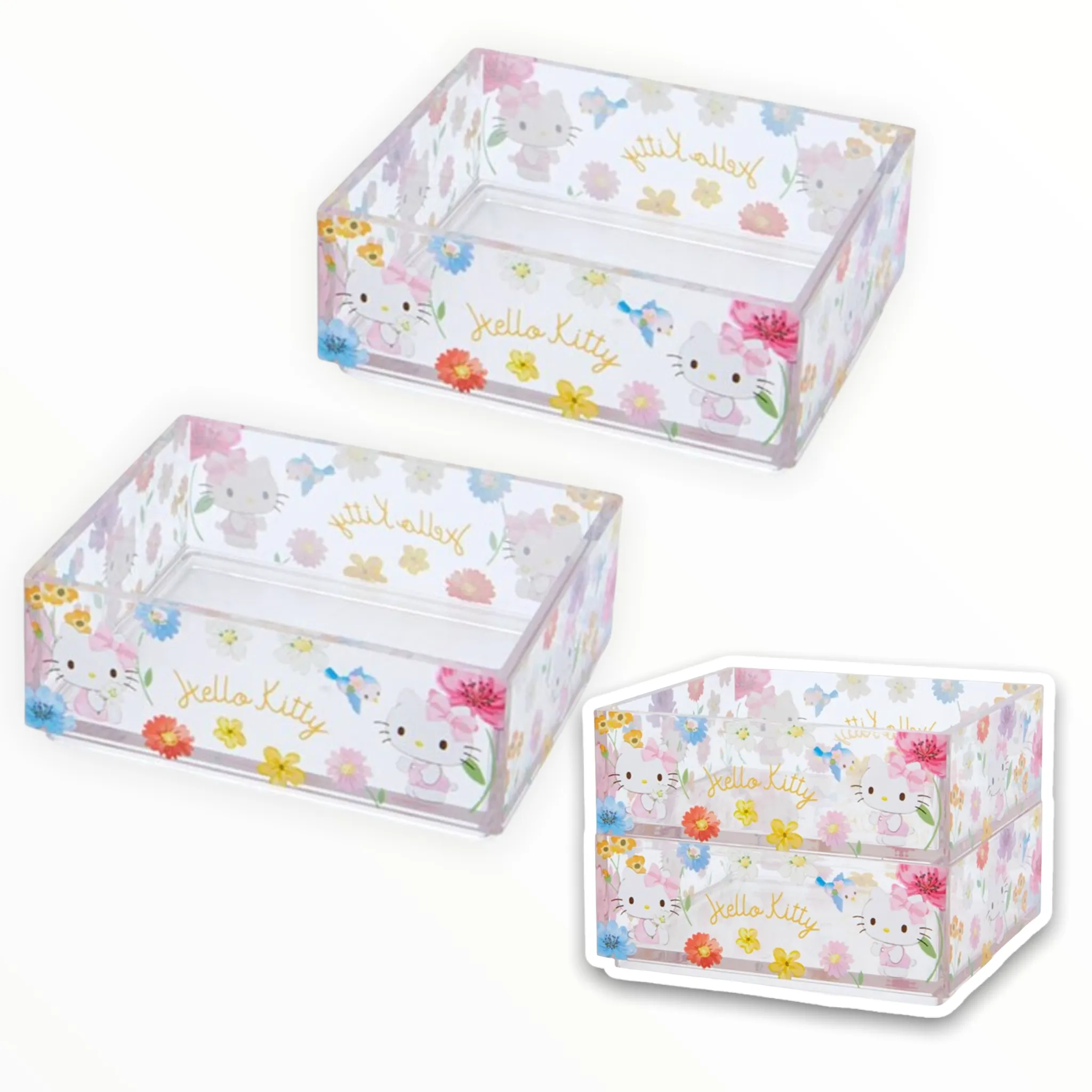 Sanrio Clear Stackable Trays (2 pc set) (Kuromi, Cinnamoroll, My Melody, Hello Kitty)