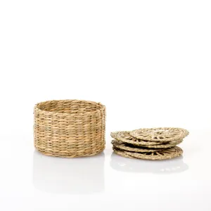 Seagrass Coasters with Holder - 6 Piece