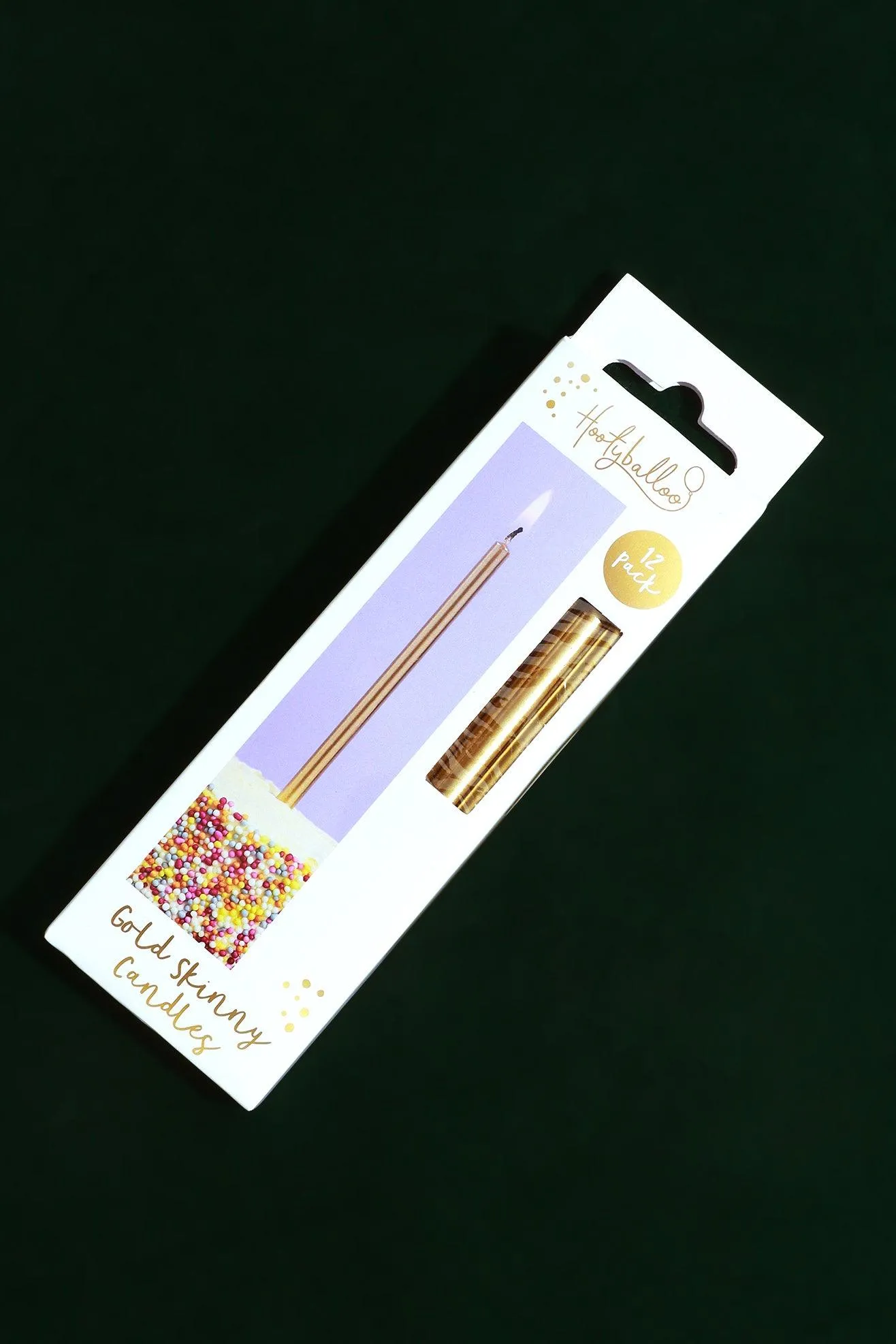 Set of 12 Gold Skinny Candles for Cake Decoration
