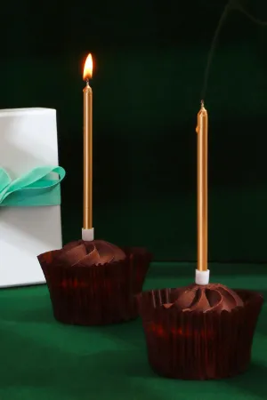 Set of 12 Gold Skinny Candles for Cake Decoration
