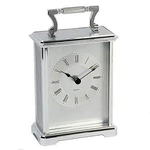 Silver Colour Design Roman Numerals Carriage Clock