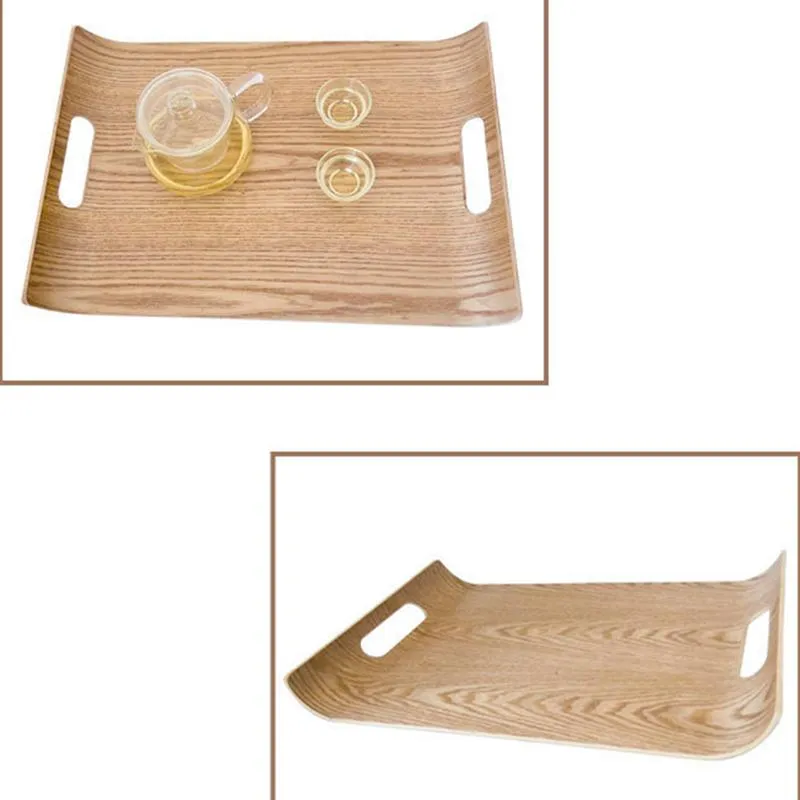 Square Wooden Serving Tray with Double Handles