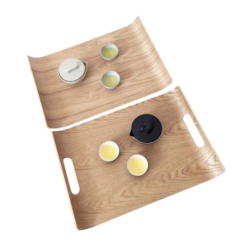 Square Wooden Serving Tray with Double Handles