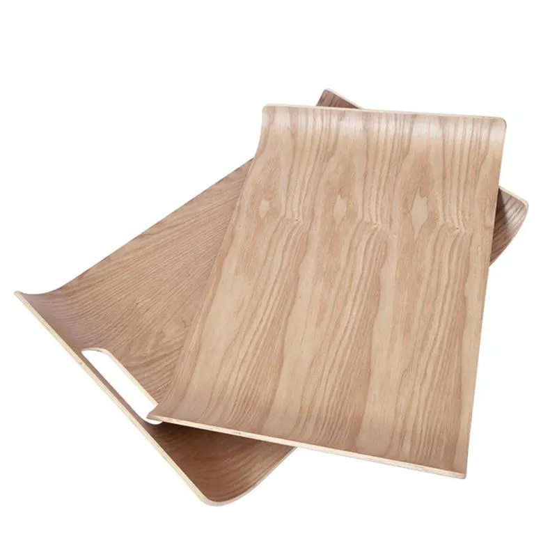Square Wooden Serving Tray with Double Handles