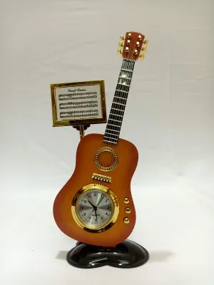 Sri Sainath Enterprises Violin Design Table Clock/Yellow Colour Table Clock/Size:- 7.5 in Height, 2.5 in Width.