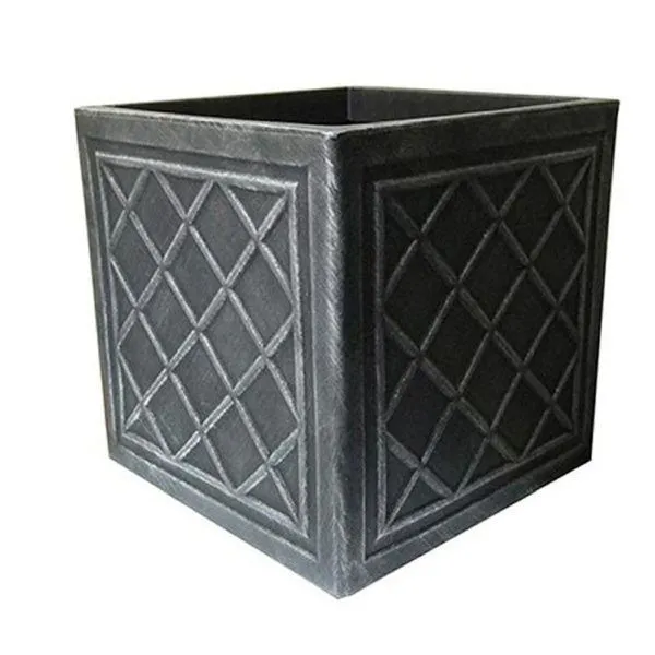 Stewarts 38cm Lead Effect Square Plastic Planter