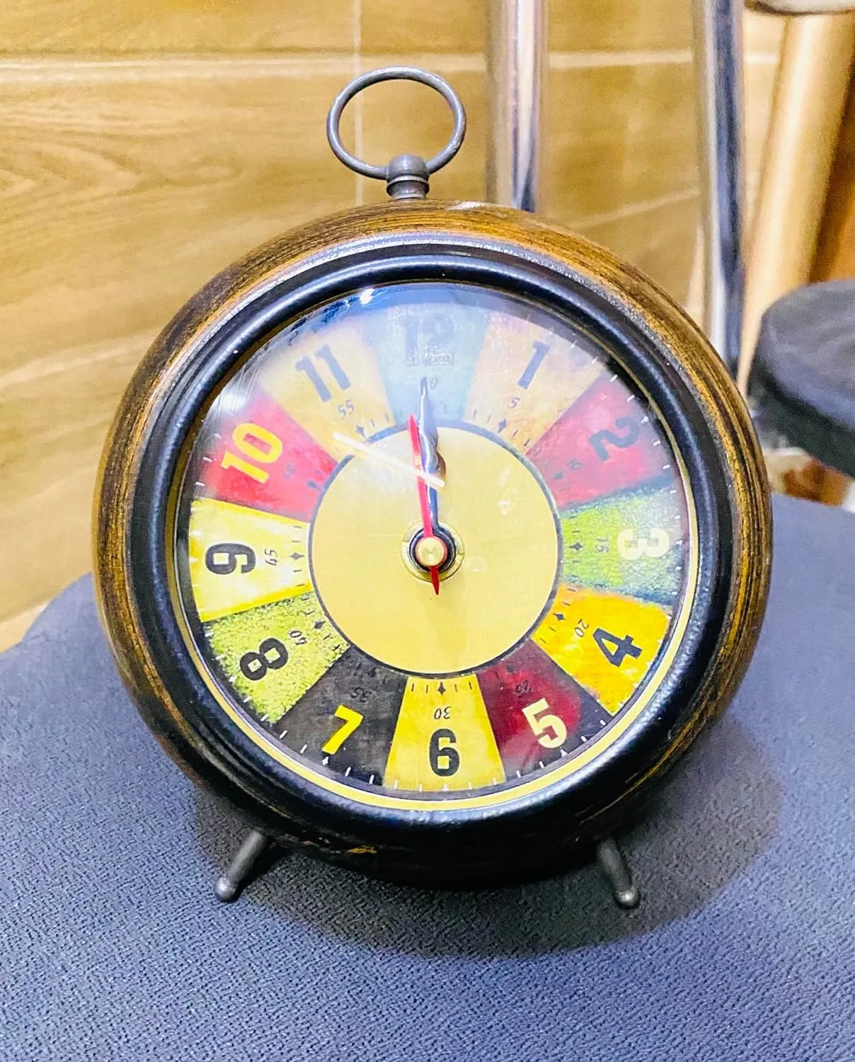 Table Clock Antique Style Office Home Decor handicrafts Items Wedding Gift Bedroom Living Room Antique Table Clock Design(Wood,Brown)