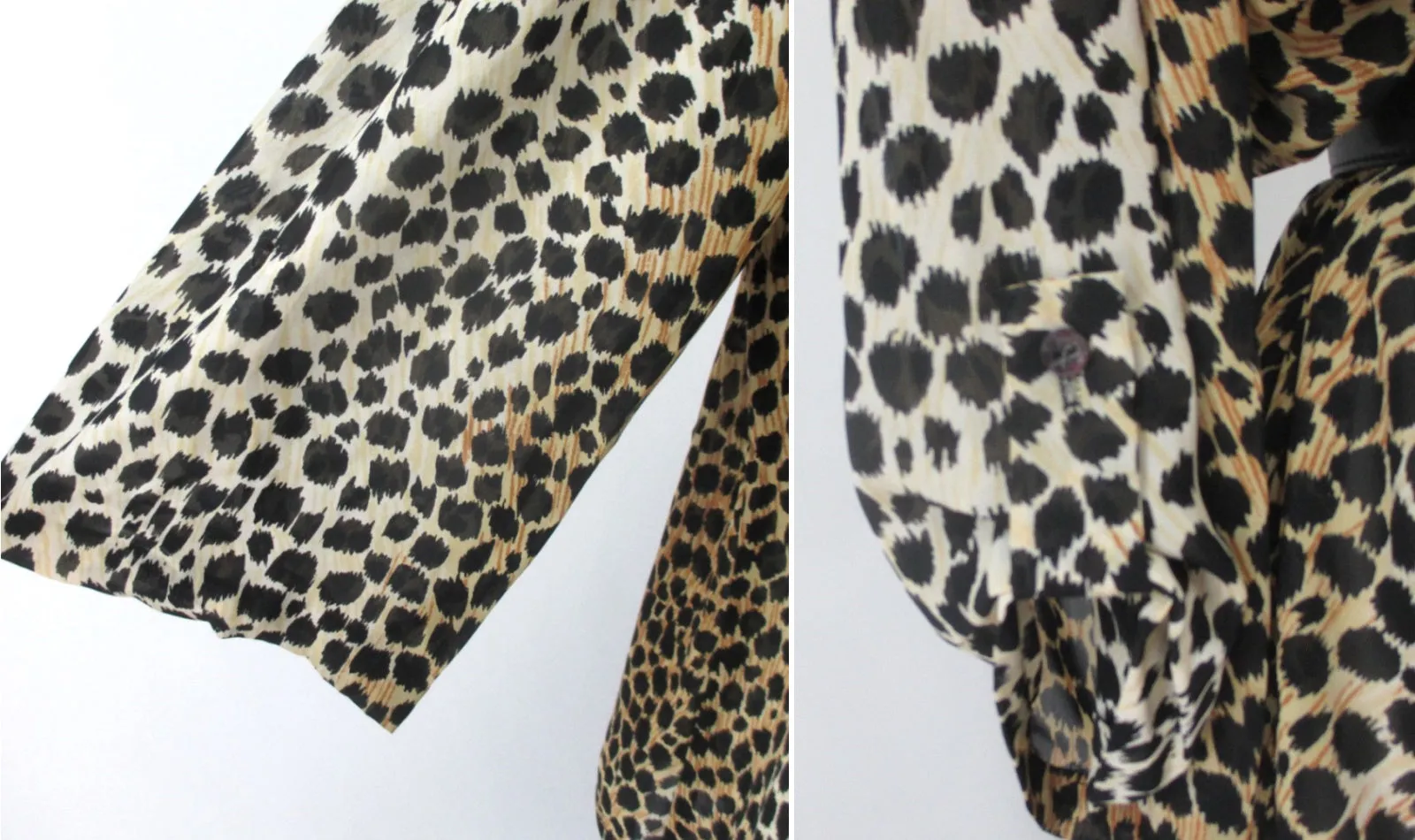 Vintage 70s 80s Leopard Print Blouse Top XL