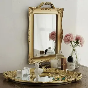 Vintage European Gold Mirror Decorative Tray