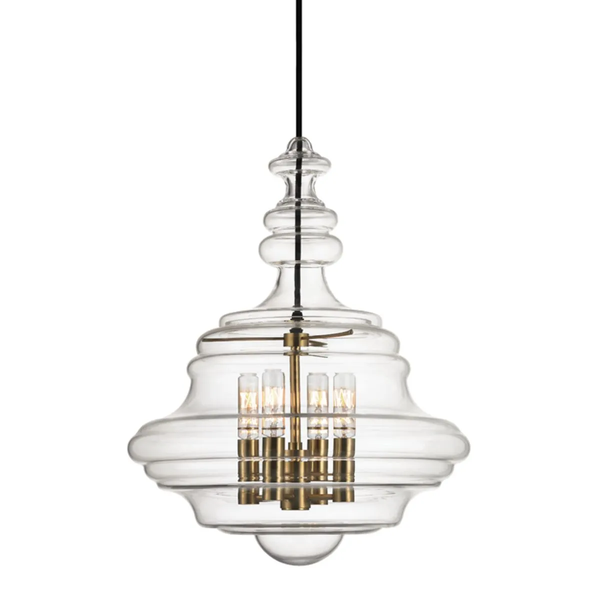 Washington 16 in. 4 Lights Pendant Light Antique Brass Finish