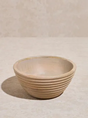 Westside Home Beige Ribbed -Textured Wooden Bowl - Small