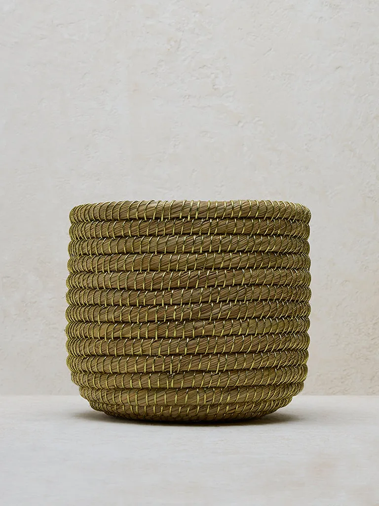 Westside Home Beige Woven Lurex Planter- Small