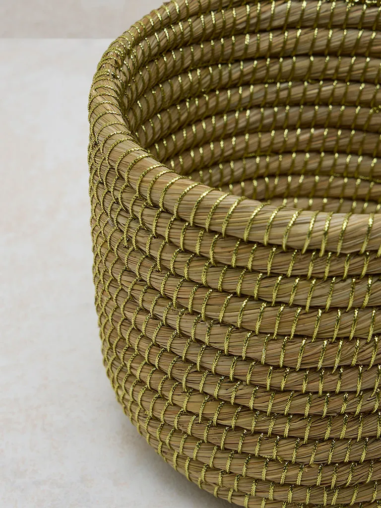 Westside Home Beige Woven Lurex Planter- Small