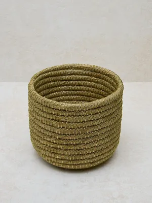 Westside Home Beige Woven Lurex Planter- Small