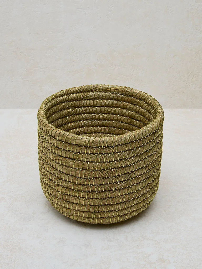 Westside Home Beige Woven Lurex Planter- Small