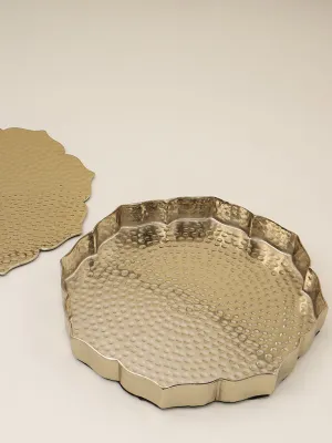 Westside Home Dull Gold Lotus Etching Tray