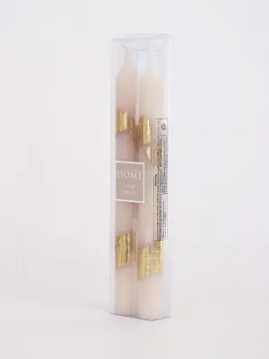 Westside Home Ivory Gold Foiling Taper Candle (Set of 2)