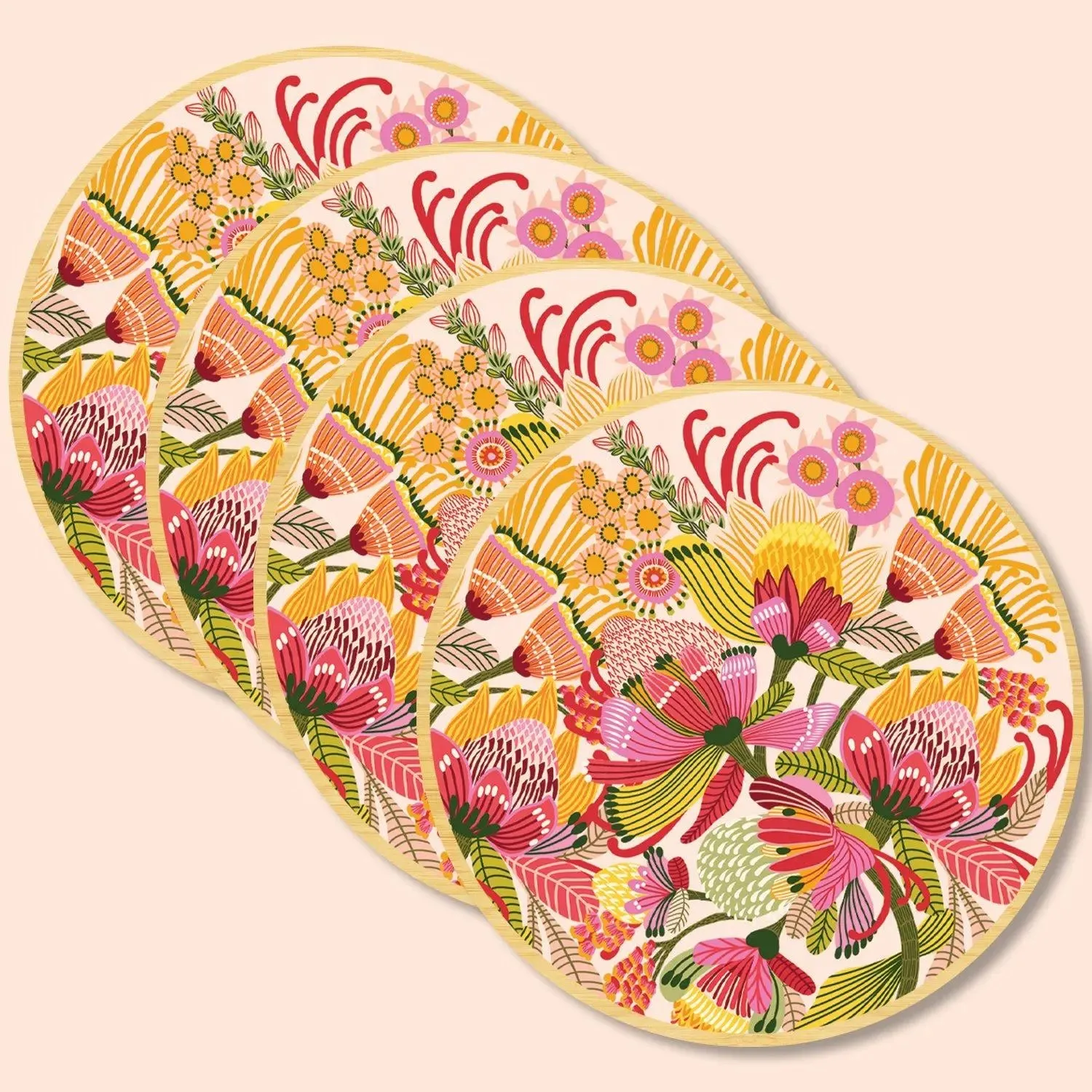 Wild Proteas Australian Wooden Coaster Set