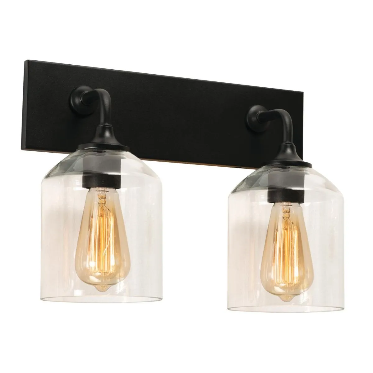 William 2 Lights 15 In. Vanity Light Black Finish