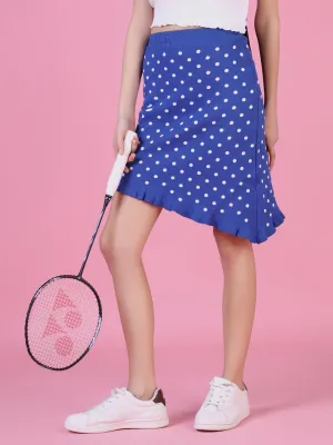 Women Blue Printed Knee Length High-Low hem A-Line Skirts