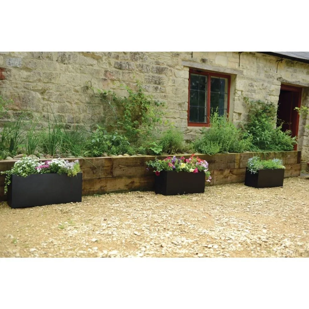Woodlodge 70cm Black Polylite Trough Planter